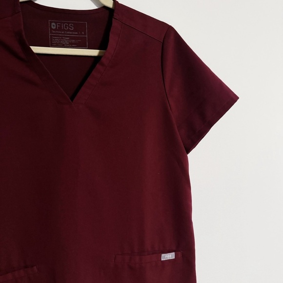 Figs - Dark Red Scrubs Top - Picture 2 of 3